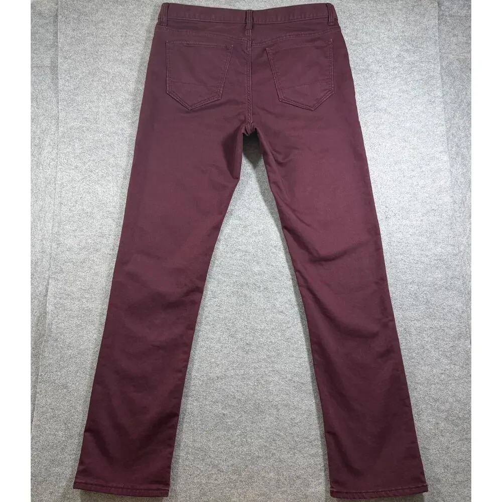 Banana Republic Travel Jeans Mens 34x34 Wine Burgundy Slim Stretch Denim Pants